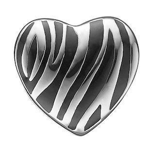 Christina Collect 925 sterlingsølv Wild Heart Heart med sebrastriper i svart og sølv, modell 623-S113